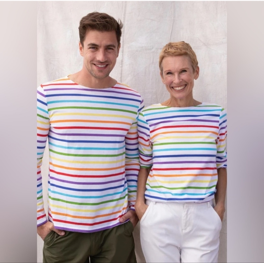 Saint James Minquiers Breton Unisex Rainbow  Shirt XS
